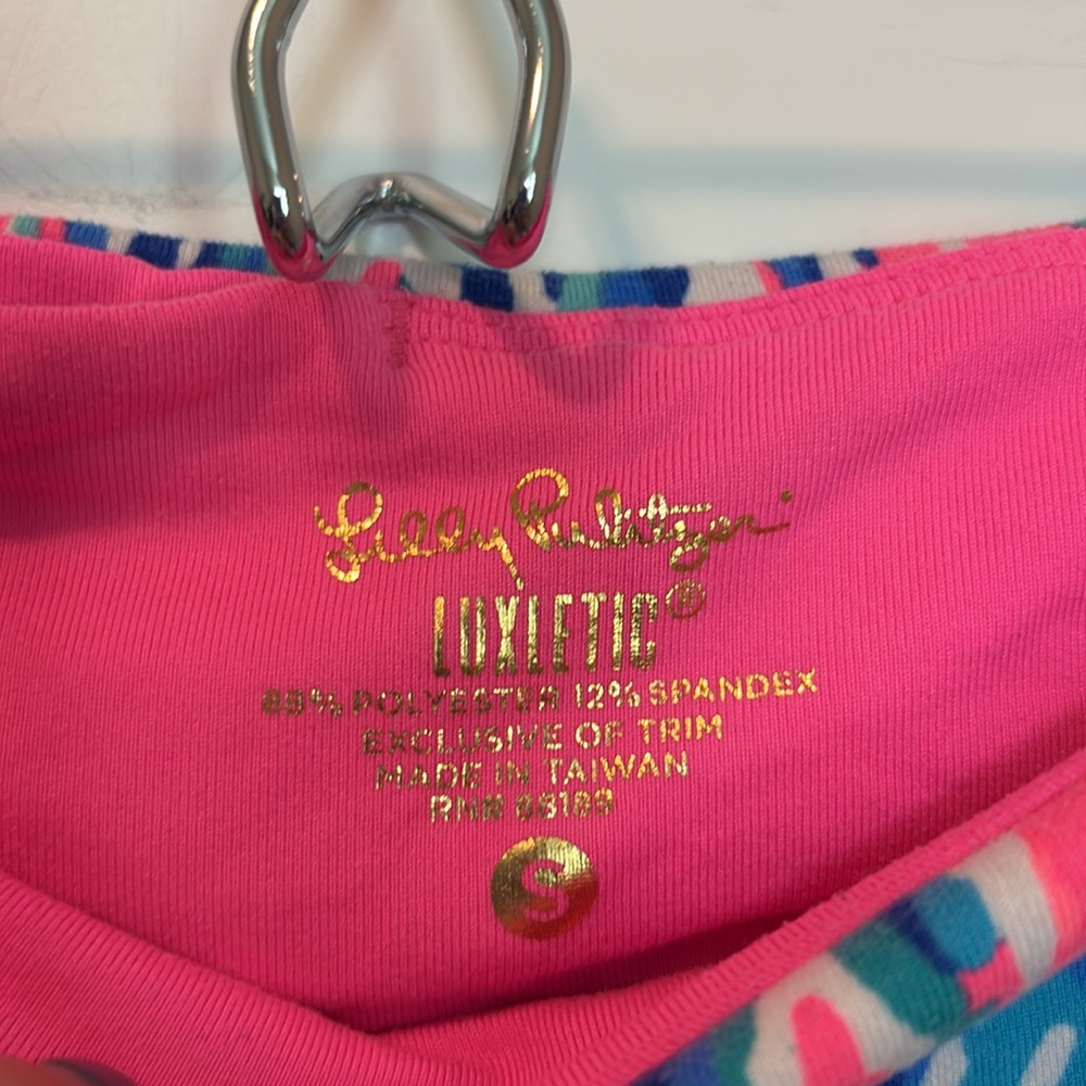 Lilly Pulitzer Luxletic Floral Weekender Leggings Tiki Pink And Light Blue Sz S - Picture 7 of 10